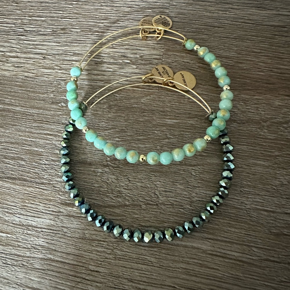 Alex and Ani green beaded set